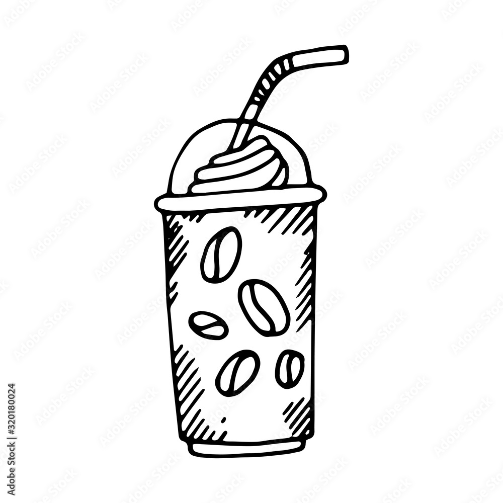 Cute coffee paper cup with a print in the form of coffee beans and steam on top in vector is suitable for social network icons, logos, cards, prints, design and any design Cute coffee paper cup with a print in the form of coffee beans and steam on top in vector is suitable for social network icons, logos, cards, prints, design and any design