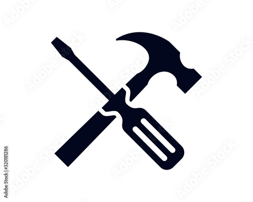 Claw Hammer And Screwdriver Tools  Isolated Vector Illustration