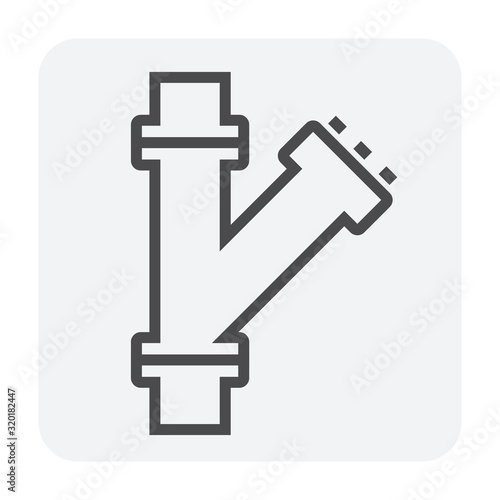 Pipe vector. Connection by flange fitting. For pipeline construction to transport liquid or gas in industry i.e. crude, oil, natural gas. Also water supply infrastructure in plumbing and irrigation.