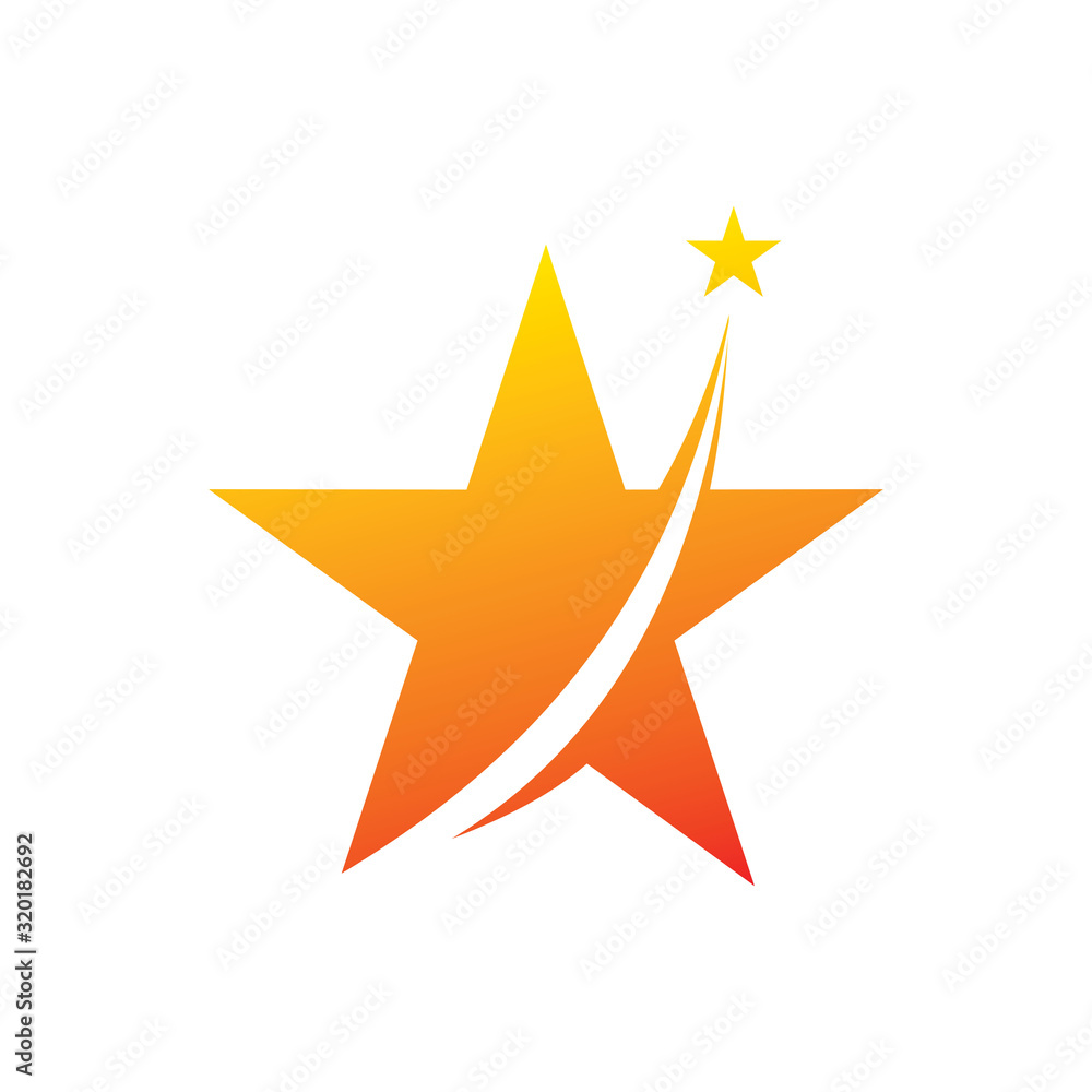 orange red star reach line logo design orange red star reach line logo design