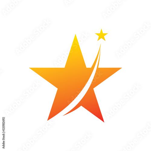 orange red star reach line logo design