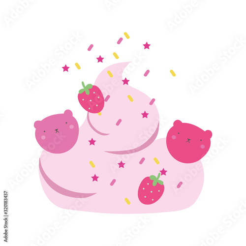 foam with fresh strawberries fruits
