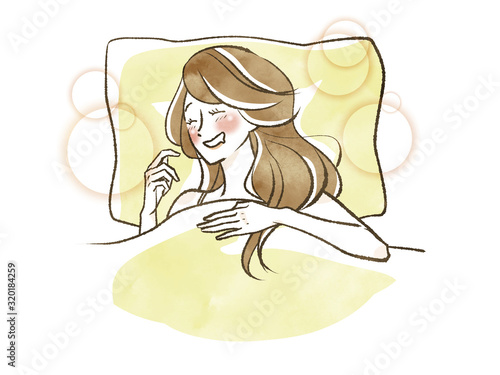 Obraz na płótnie Kobieta-Śpiąca-Uśmiechnięta i szczęśliwa