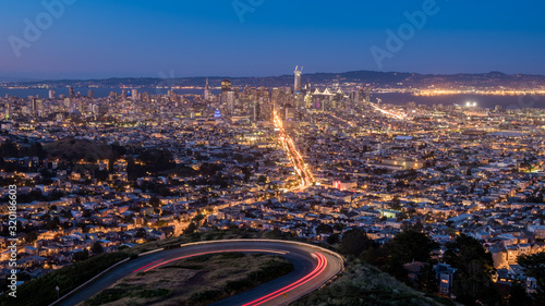 San Francisco skyline shot from Twin Peaks lookout photo