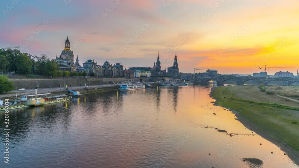 Dresden skyline view from above, view of old town and river. Dresden skyline view from above, view of old town and river.