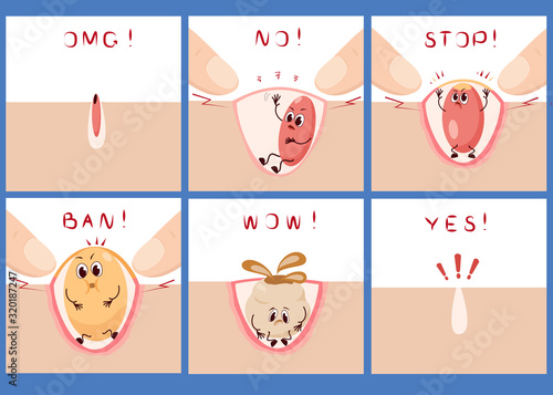 Different stages and emotions of acne