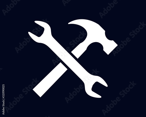 Claw Hammer And Wrench Spanner Tools  Isolated Vector Illustration