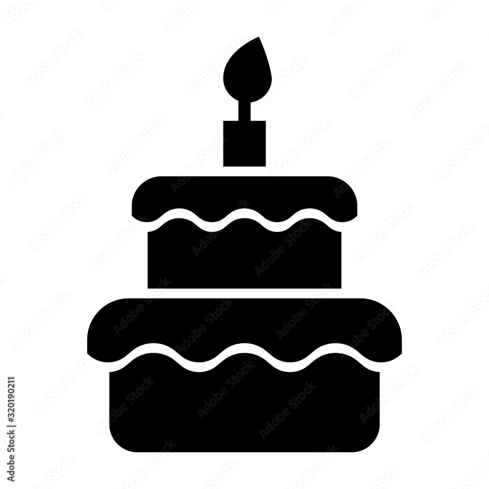 Birthday cake icon on solid style Birthday cake icon on solid style