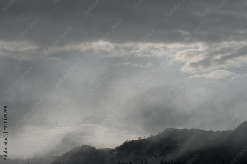 clouds over mountains