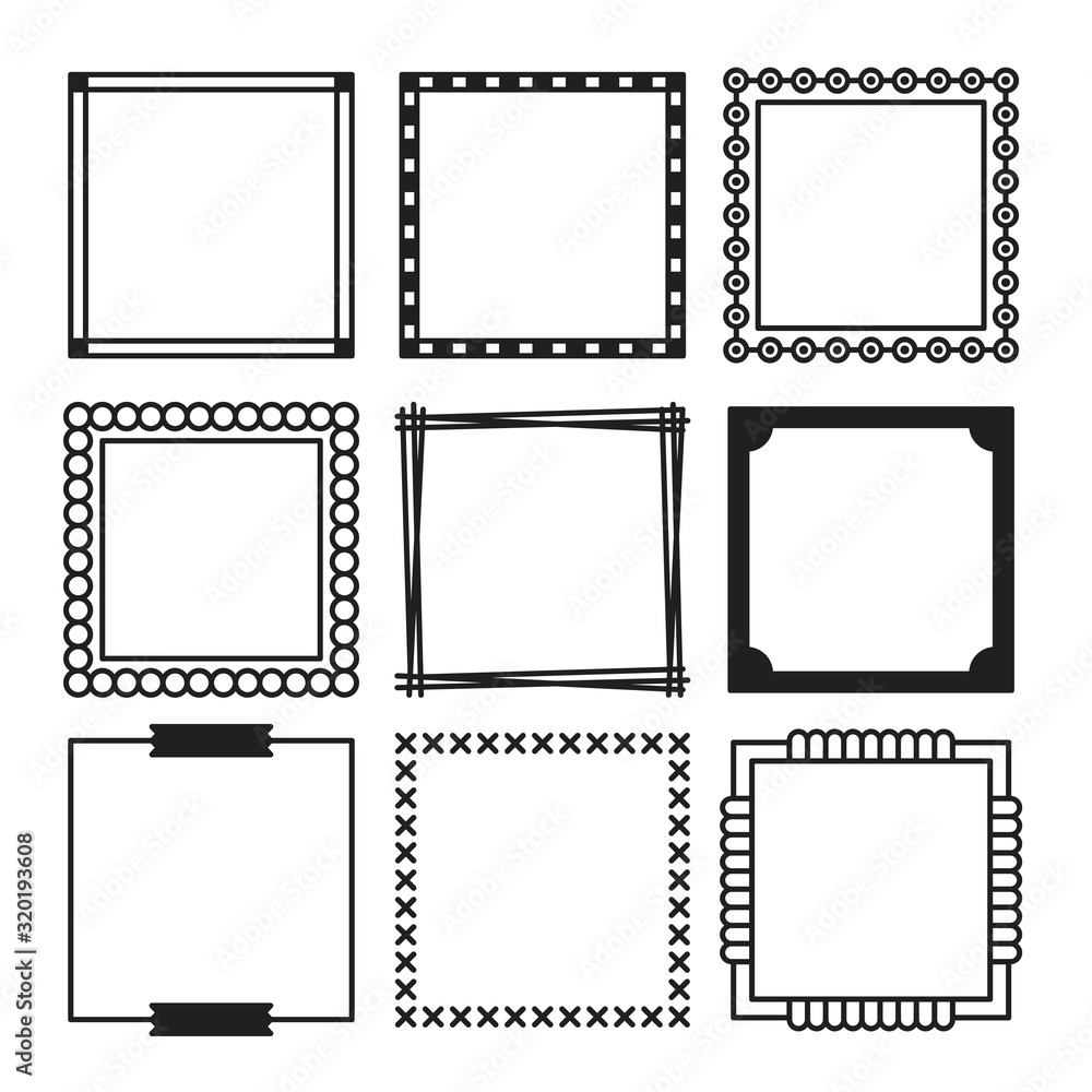 custom made wallpaper toronto digitalHand drawn set of simple black squares frame and border with different shapes. Designed in black isolated over white. Premium vector
