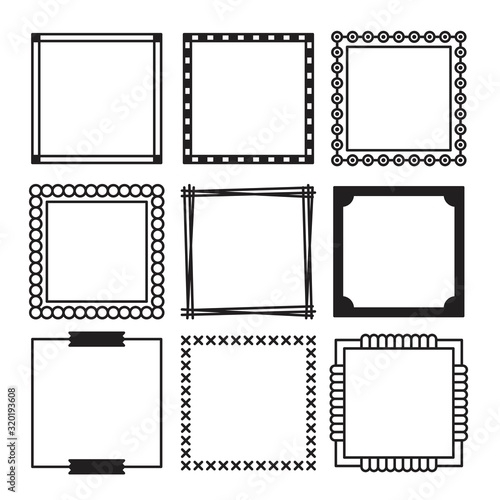 Wallpaper Mural Hand drawn set of simple black squares frame and border with different shapes. Designed in black isolated over white. Premium vector Torontodigital.ca
