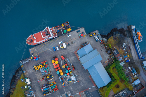 Top Down Drone Shoot over Harbour in Scotland photo