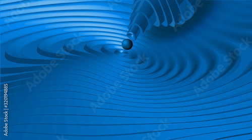 3D rippled and deformation blue background for banner, poster, flyer, card, cover, brochure. Wavy vector illustration, easy to change color. Abstraction with empty place.