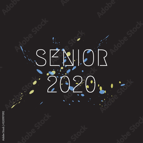 Senior 2020. Stylish graduation design for printing on t-shirts and hoodies.Vector illustration of a College  graduation logo for a holiday event or party. A graduate of the senior class of 2020