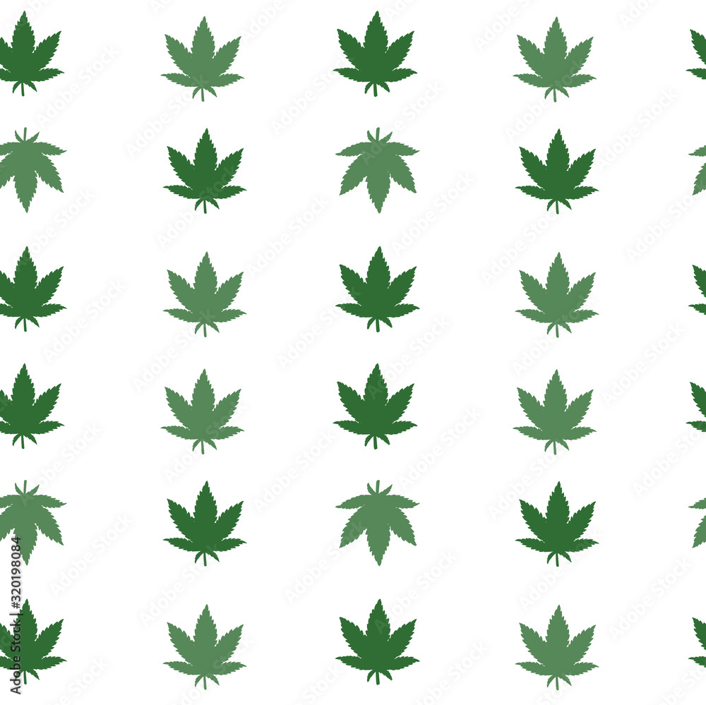 Fototapeta premium Green Marijuana cannabis Plant Seamless Vector Repeat Pattern