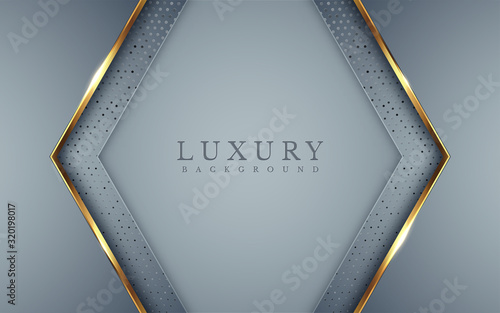 Luxury Gold Background with metal texture and shades silver in 3d abstract style. Illustration from vector about modern template design for strong feeling and technology and futurism.