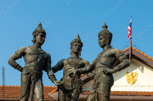 The Three Kings Monument Or commonly known as Three Kings Monument Is the royal monument of the creators of Wiang Chiang Mai, namely Phaya Mangrai, Phaya Ngam Muang and King Ramkhamhaeng the Great.