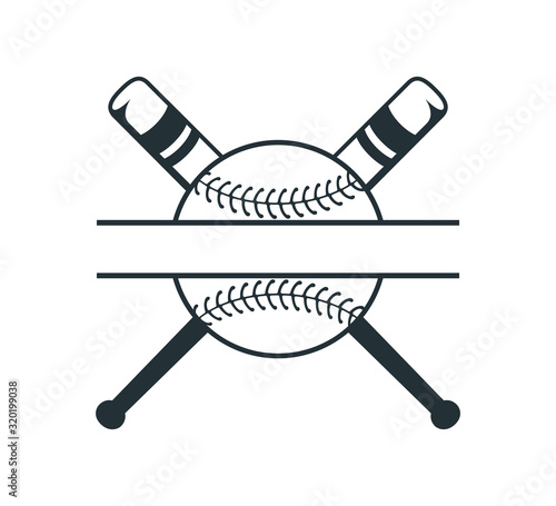 baseball softball stuff split badge name vector logo graphic design