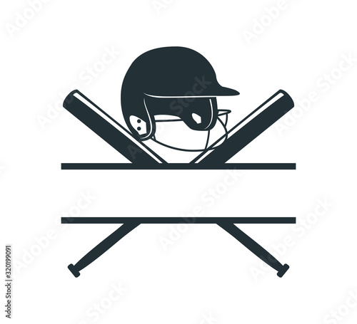 baseball softball helmet stuff split badge name vector logo graphic design