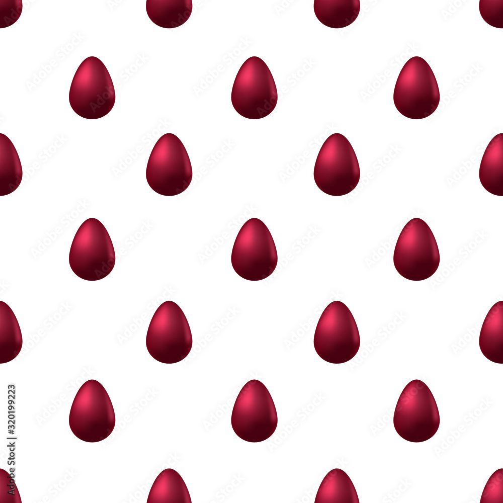 The endless pattern of the red Easter egg. Vector. Three-dimensional image on an isolated background. The idea for Wallpapers, covers, books, cover. Cartoon style. Holiday print. The endless pattern of the red Easter egg. Vector. Three-dimensional image on an isolated background. The idea for Wallpapers, covers, books, cover. Cartoon style. Holiday print.