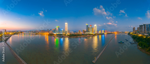Night view of CBD on the North Bank of Min River, Fujian Province, China © Weiming