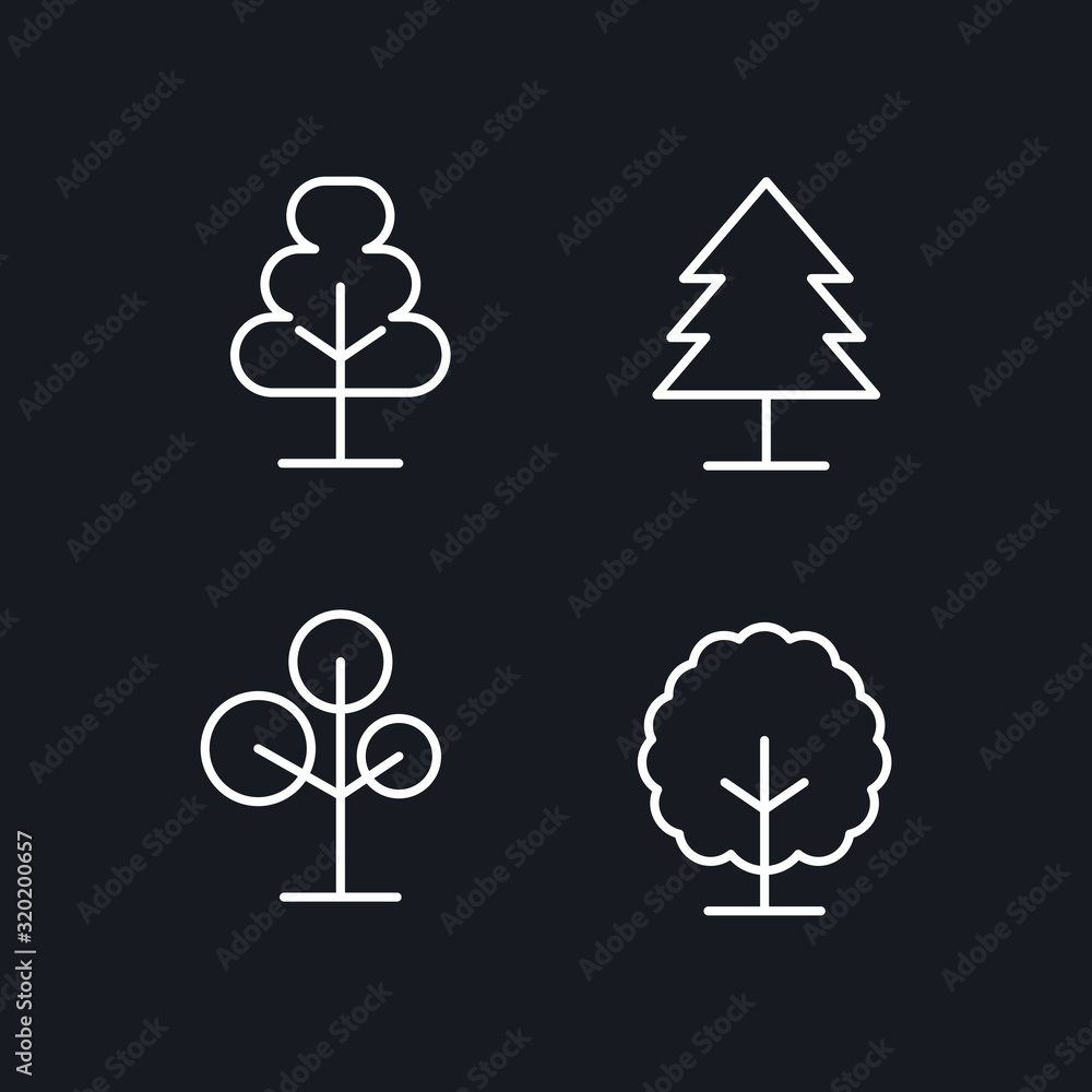 Fototapeta premium tree set icon template color editable. forest tree symbol vector sign isolated on white background illustration for graphic and web design.
