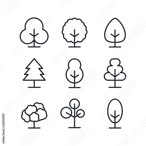 tree set icon template color editable. forest tree symbol vector sign isolated on white background illustration for graphic and web design.