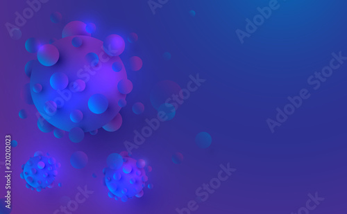 3D render of Corona VIRUS. Close-up from microscope of virus