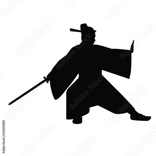 Chinese nobleman traditional uniform silhouette vector
