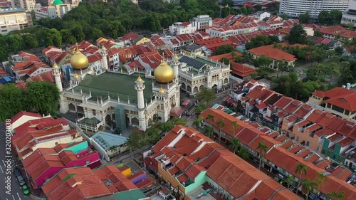 Dec 01/2019 Aerial view of singapore with Masjid Sultan