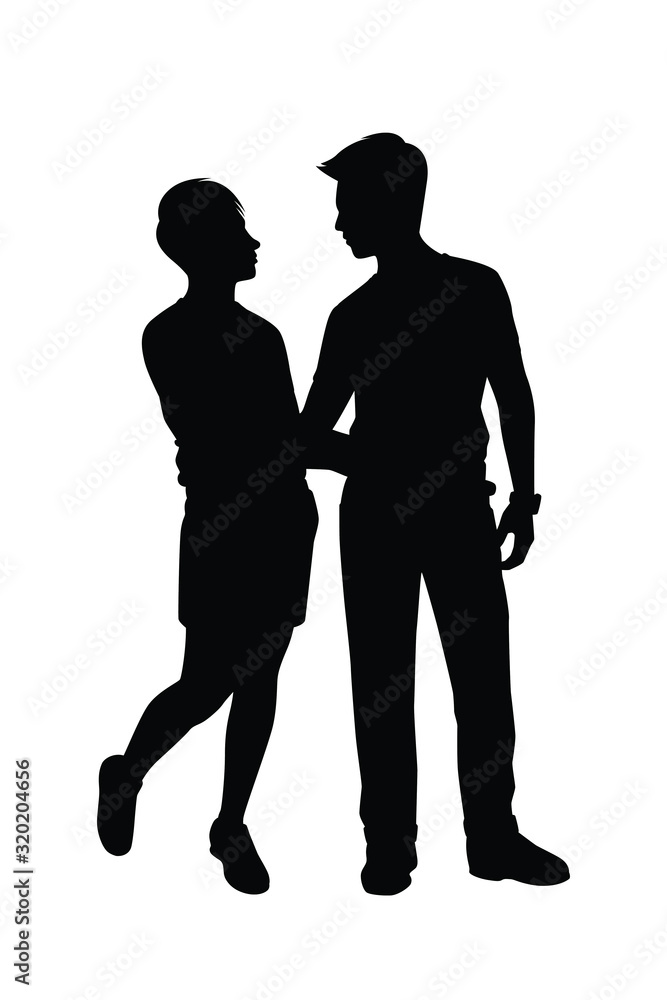 Gay lovers couple silhouette vector