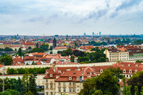 Fototapeta Naklejka Na Ścianę i Meble -  Prague cityscape as seen from Prague Castle. The photo is taken at a cloudy afternoon.