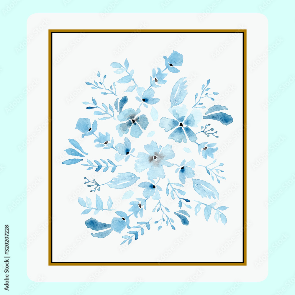 Frame floral blue Frame floral blue
