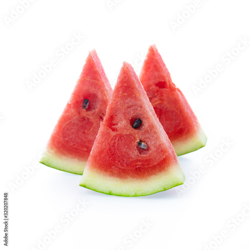Slice red watermelon isolated on white background