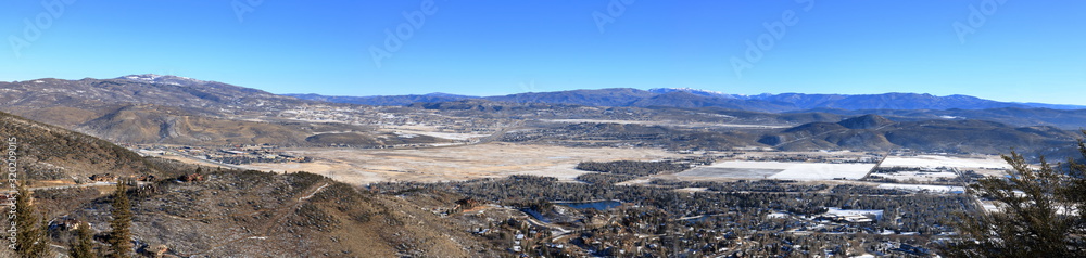 Aerial panorama of Park City from Robs trail, Utah