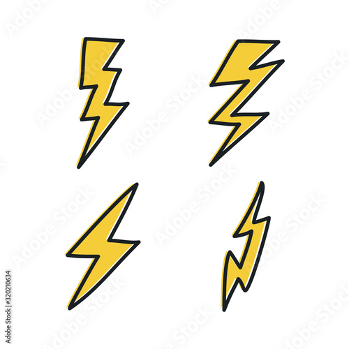 Set Lightning bolt. Thunderbolt icon template color editable. lightning strike symbol vector sign isolated on white background illustration for graphic and web design.