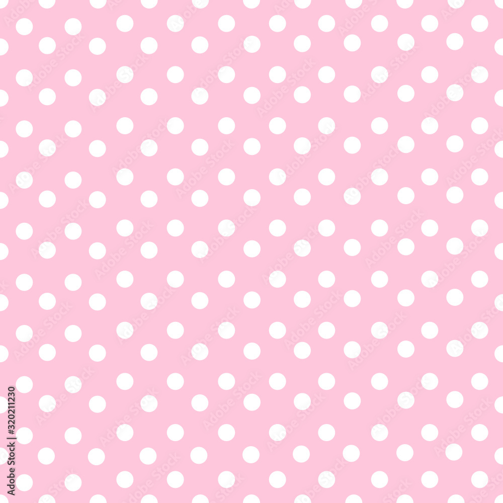 Polka dot seamless pattern on pink  background.