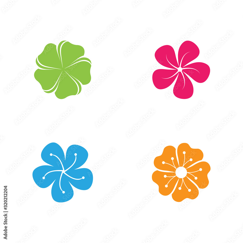 Set Of Beauty plumeria icon flowers design illustration Set Of Beauty plumeria icon flowers design illustration