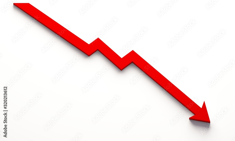 Economy Recession Bar and Arrow. 3D Render illustration Economy Recession Bar and Arrow. 3D Render illustration