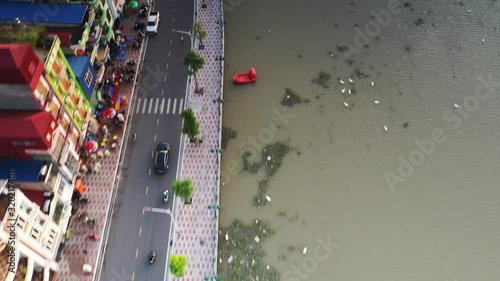 July 26/2019  late afternoon at  Tam bac river bank from above, Hai phong, Vietnam