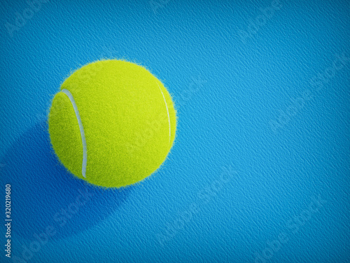 Tennis ball on blue floor © phonlamaiphoto