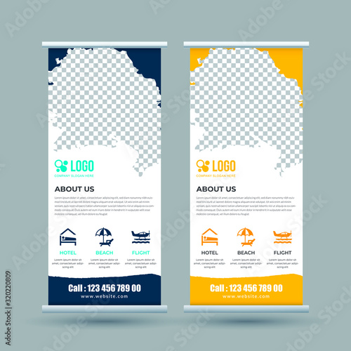 Tour and travel roll up banner template