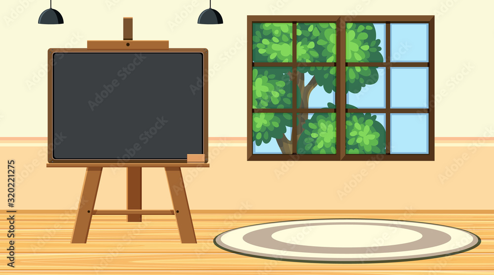 Background scene with small blackboard in the room