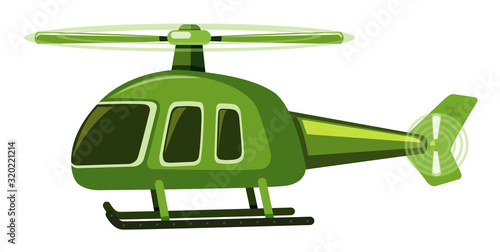 Single picture of green helicopter on white background