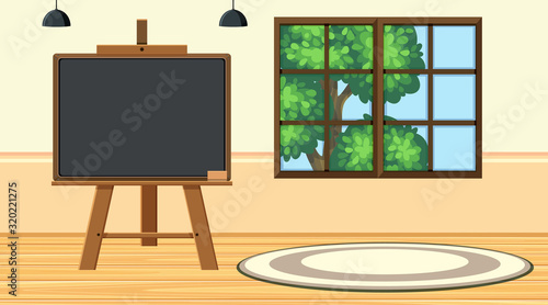 Background scene with small blackboard in the room