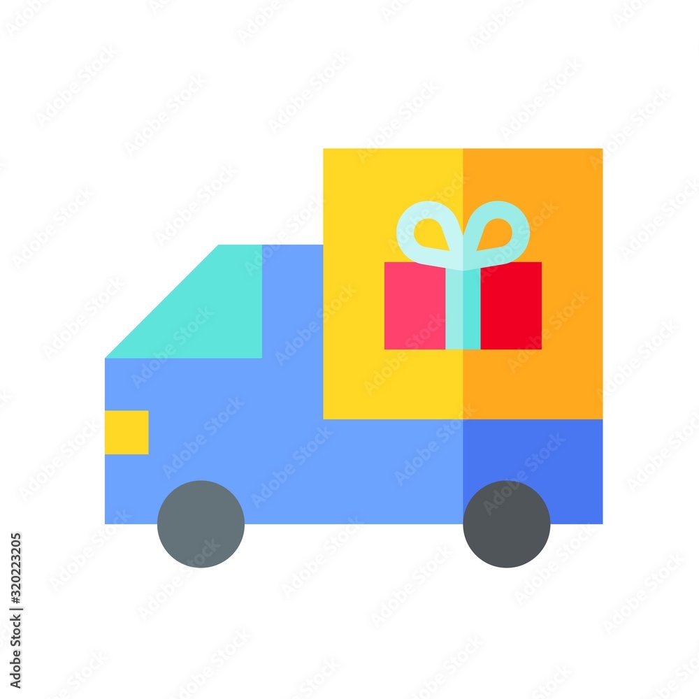 Delivery truck vector illustration, flat style icon Delivery truck vector illustration, flat style icon