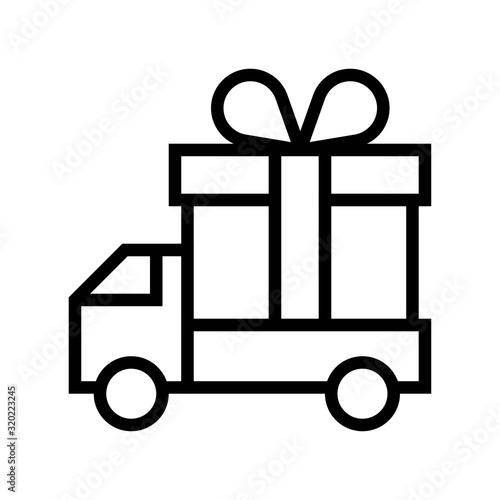 Delivery truck vector illustration, line style icon