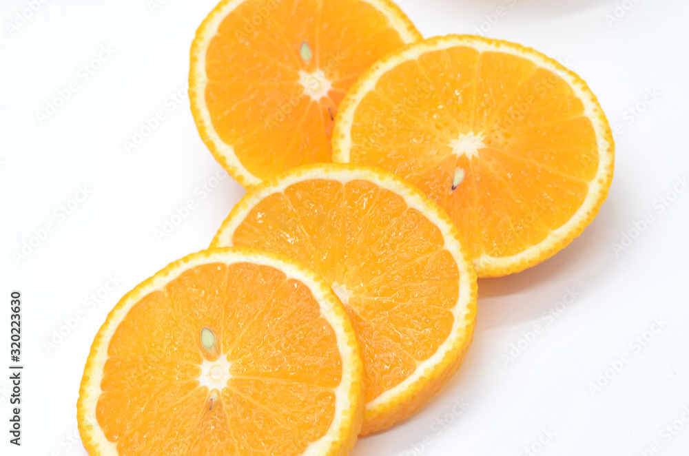 Orange slices on a white background Orange slices on a white background