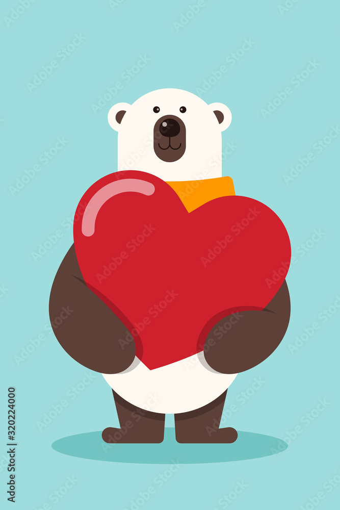 Happy valentine’s day concept decorative with bear hugging red heart Happy valentine’s day concept decorative with bear hugging red heart