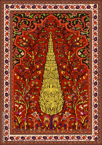 Persian carpet original design, tribal vector texture. Easy to edit and change a few colors by swatch window.